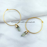 Prehnite Earring, Gemstone Earring, Handmade Earring, Pencil Earring, Gold Electroplated Earring